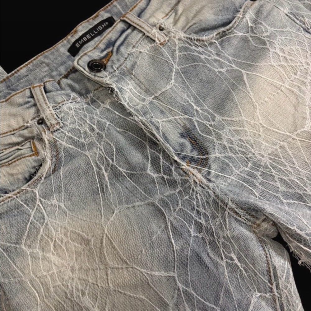 Embellish Distressed Light Blue Jeans
